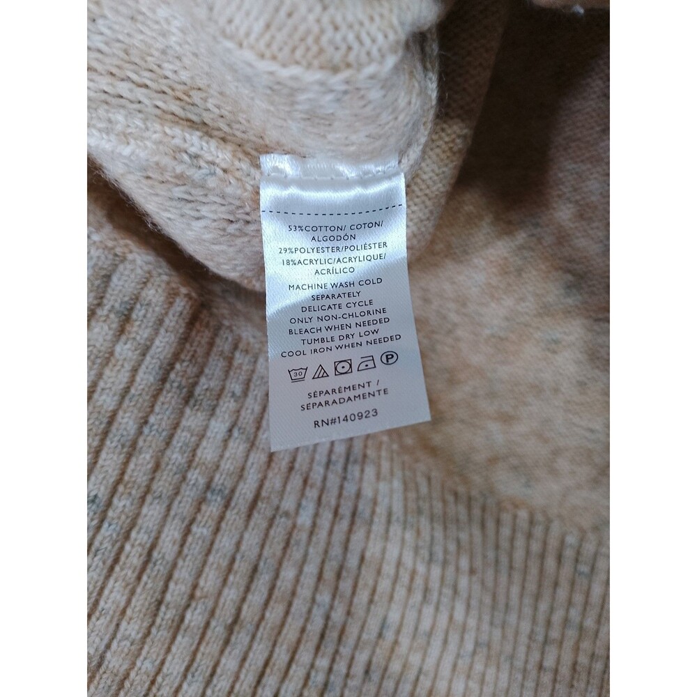 Lou & Grey SKI Sweater Womens Small S Tan Mock Neck Cable Knit Winter Apres - Picture 3 of 7